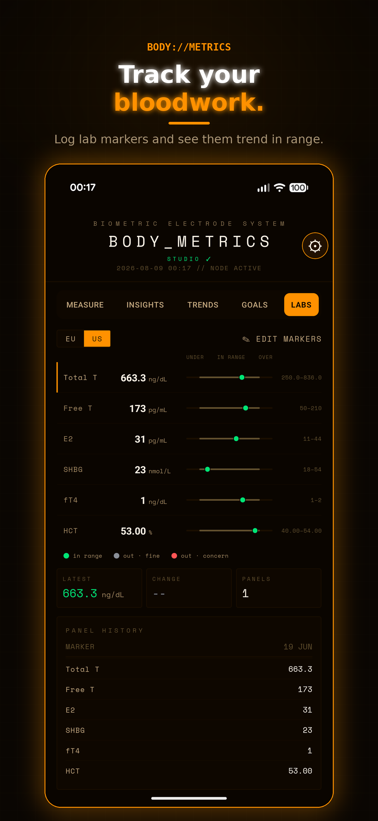 Body Metrics screen