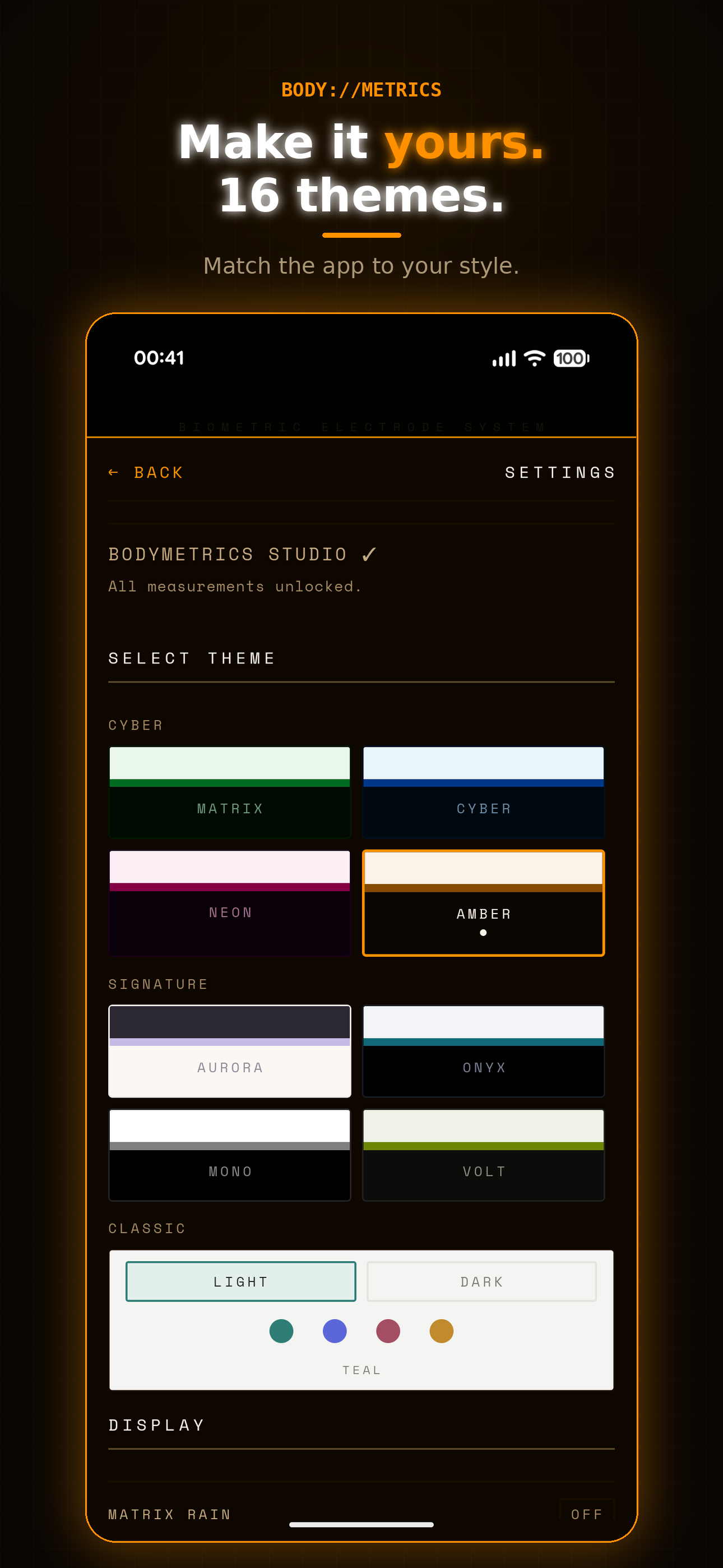 Body Metrics screen