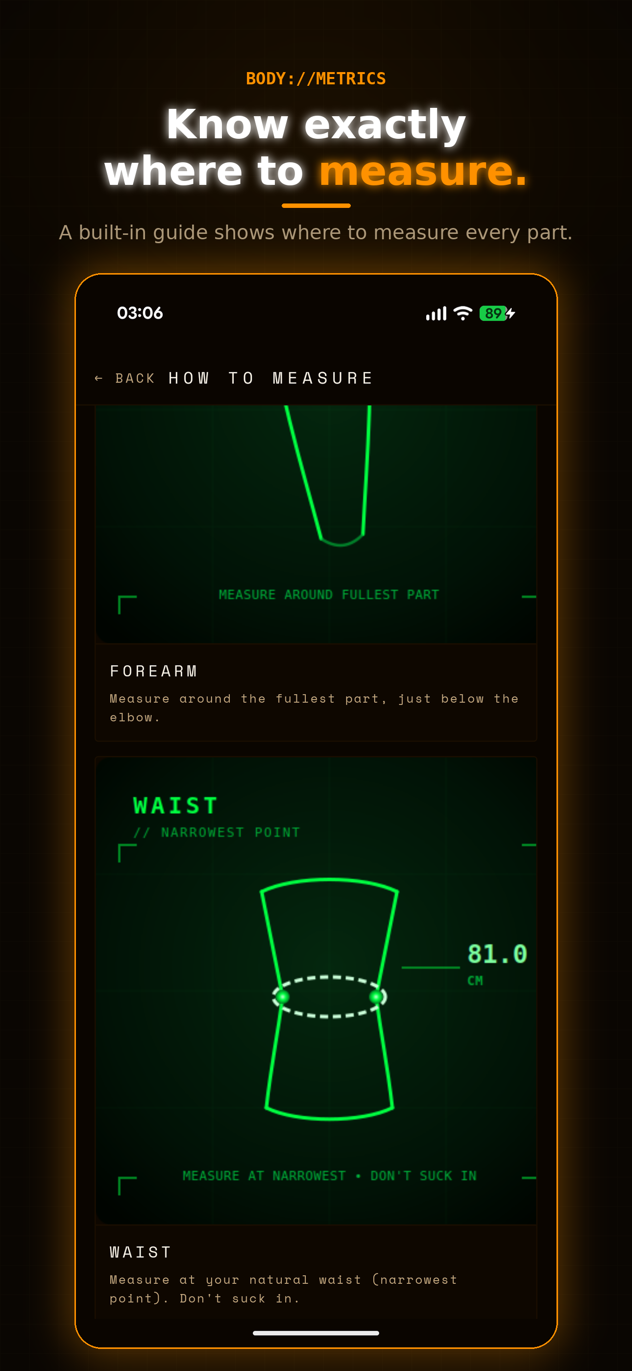 Body Metrics screen