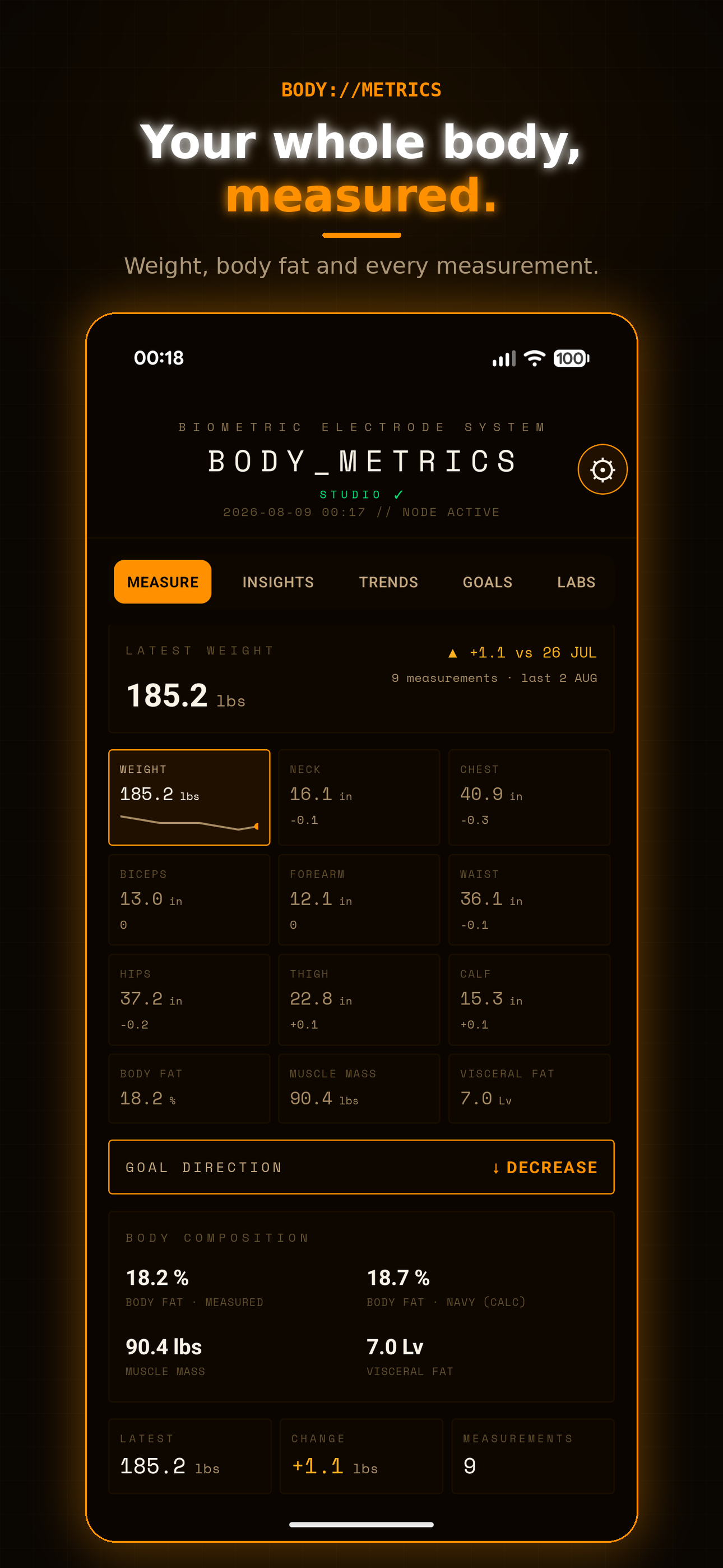 BodyMetrics Measure view