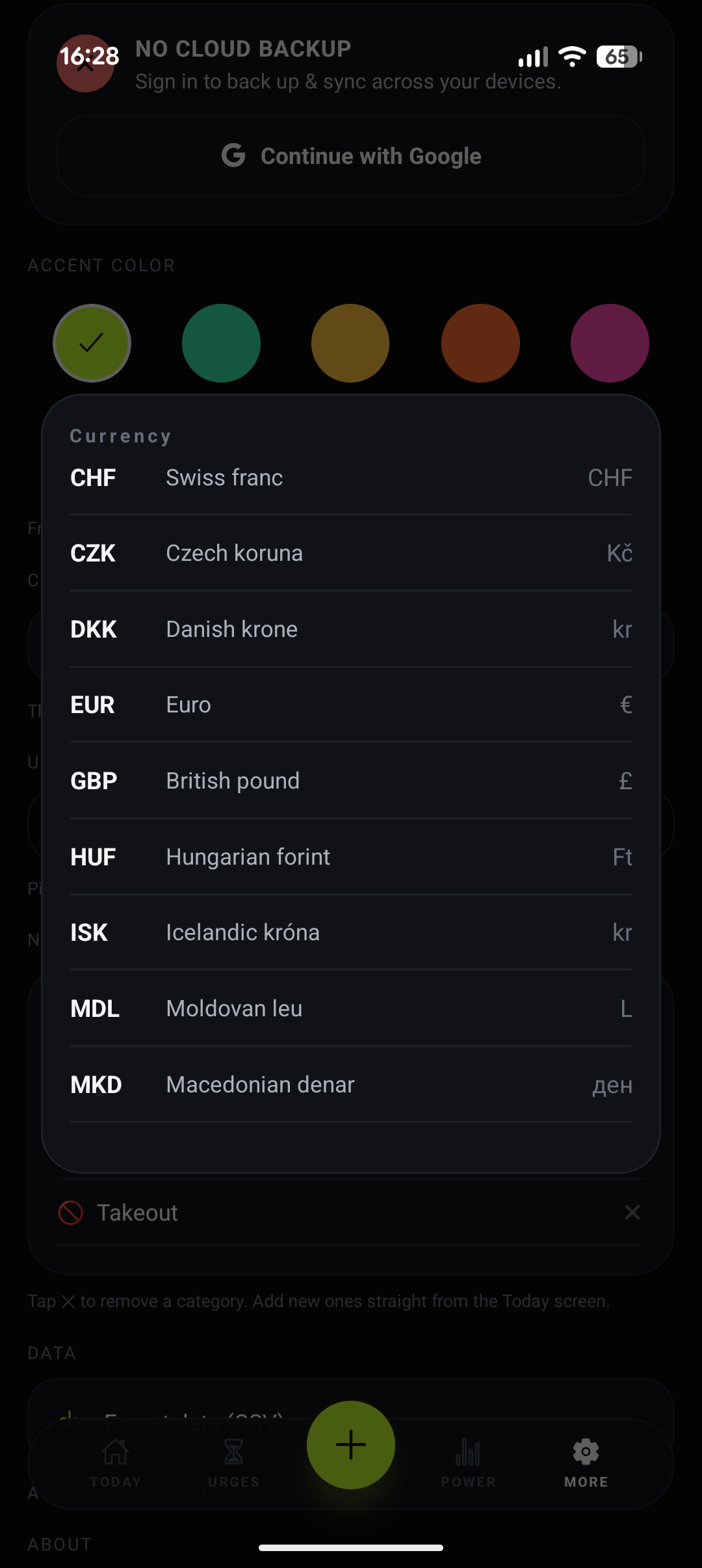 NoBuy Currency screen