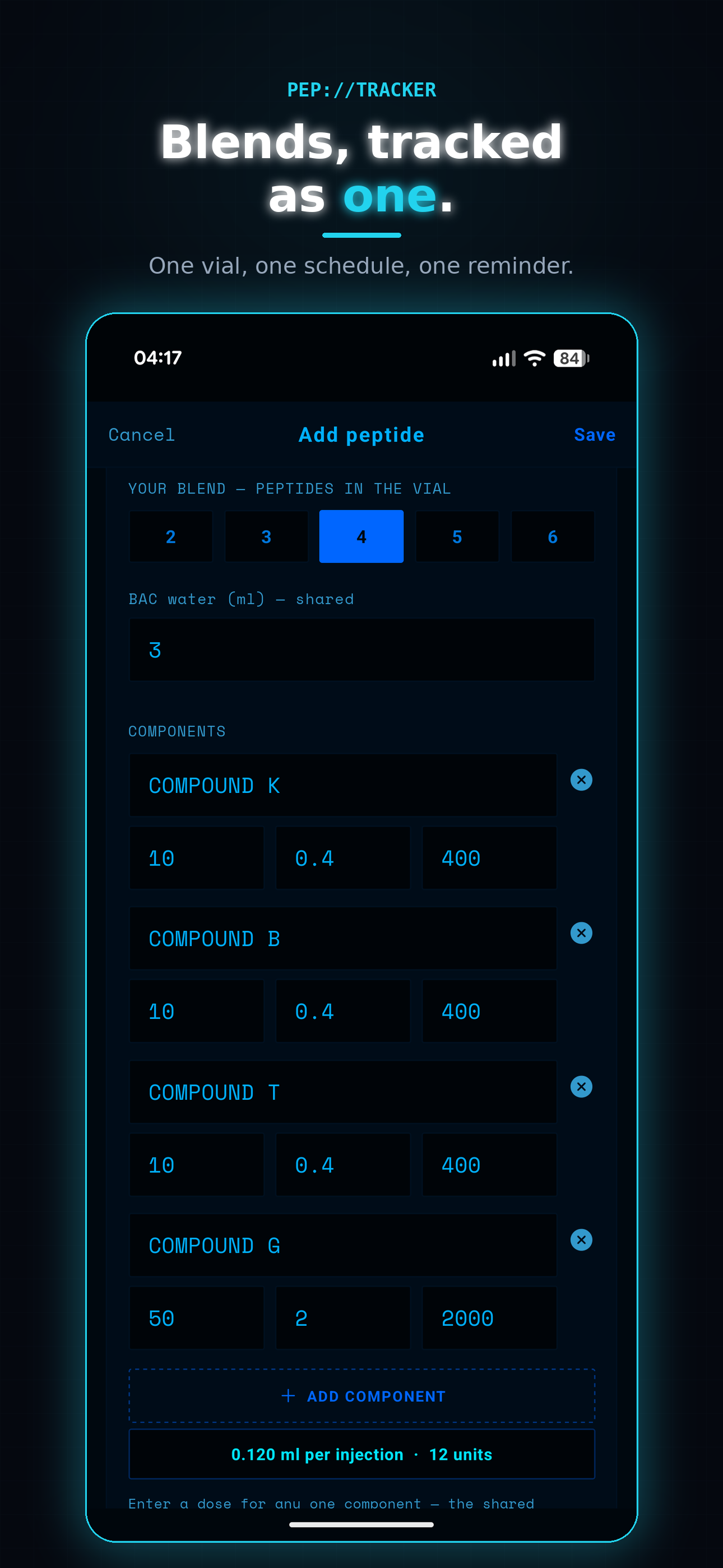 Pep Tracker screen