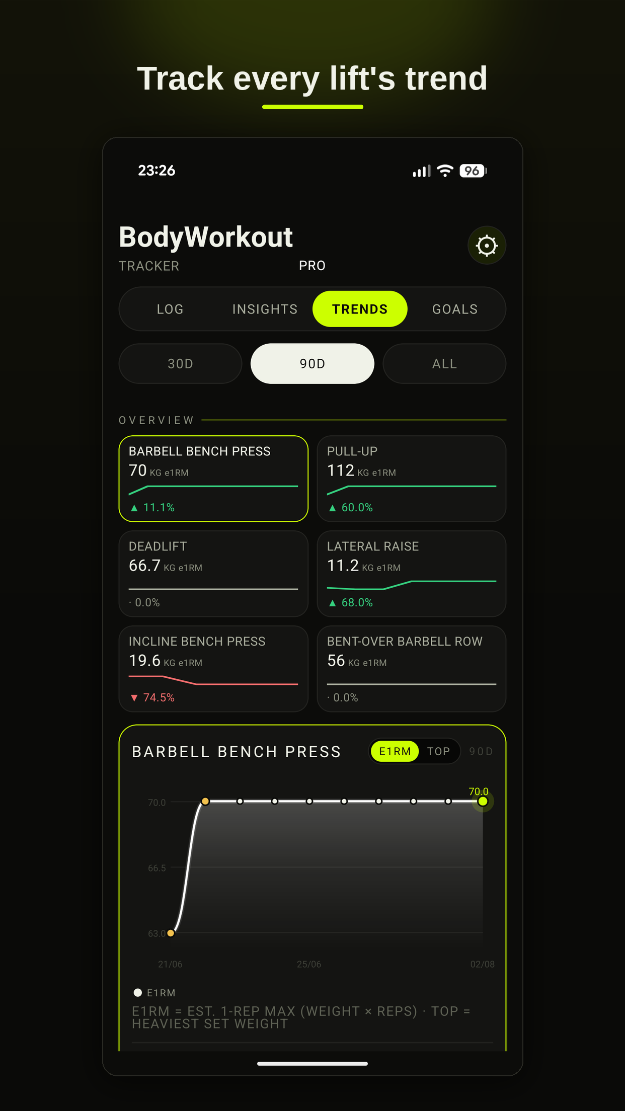 Body Workout calendar heatmap view
