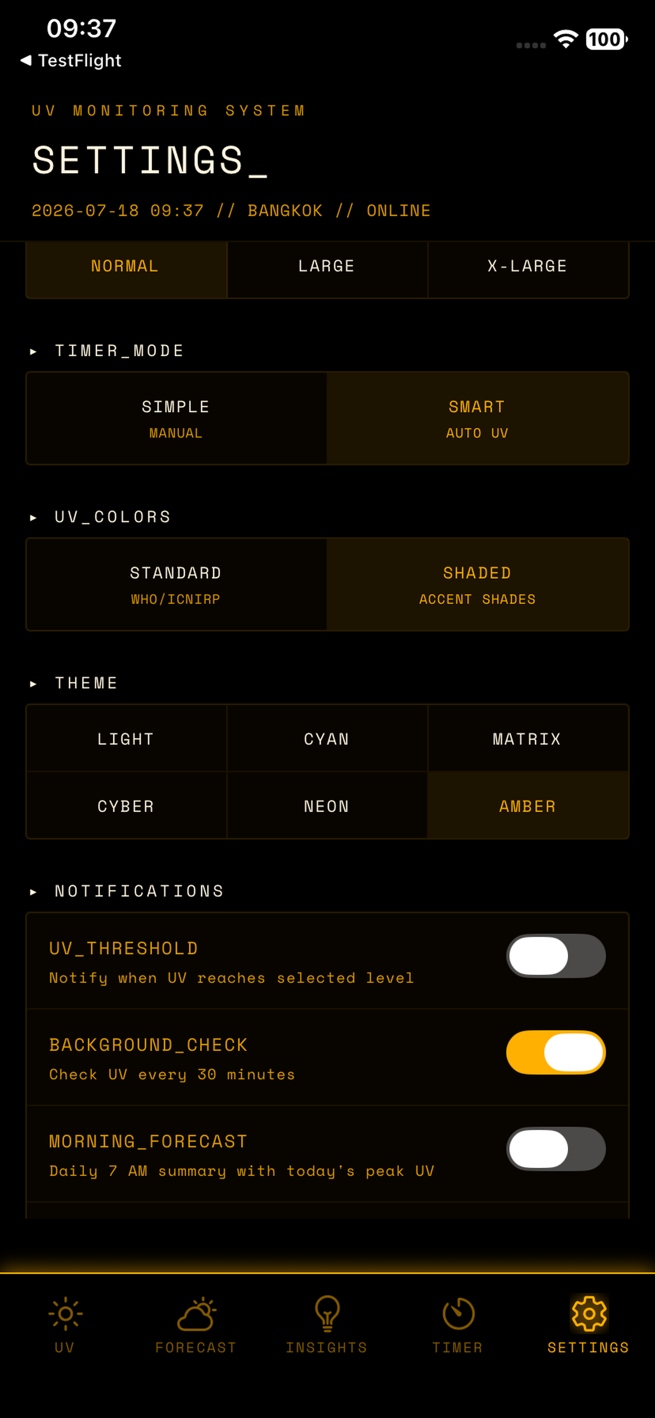 UV Index screen